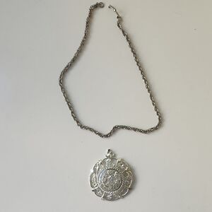 Vintage Silver Pendant And Necklace Needs Jump Ring 20 Inch Chain